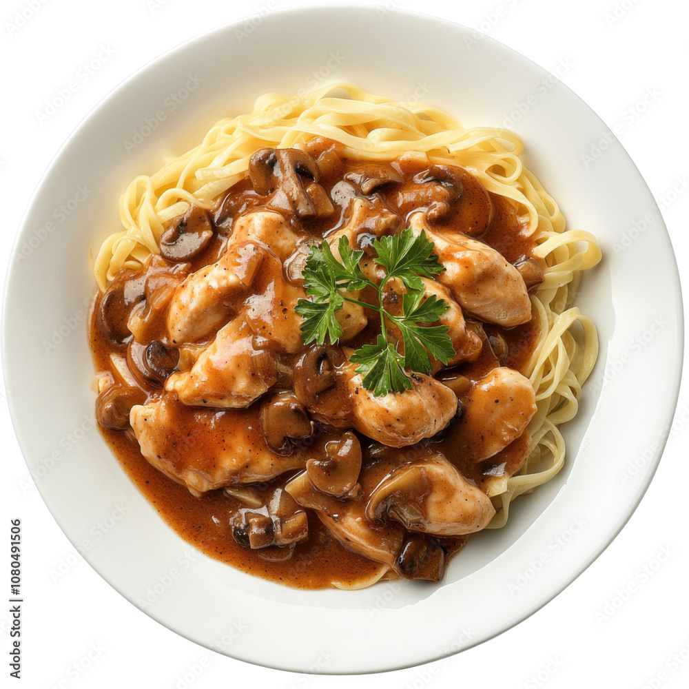 Chicken Breast with Mushroom Sauce and Creamy Pasta, Homemade Pasta Dish PNG Icon on transparent background Chicken Breast with Mushroom Sauce and Creamy Pasta, Homemade Pasta Dish PNG Icon on transparent background