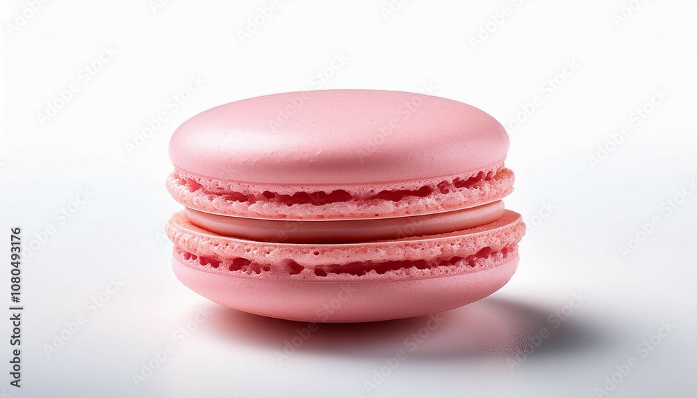 a single pink macaron on a white background a single pink macaron on a white background