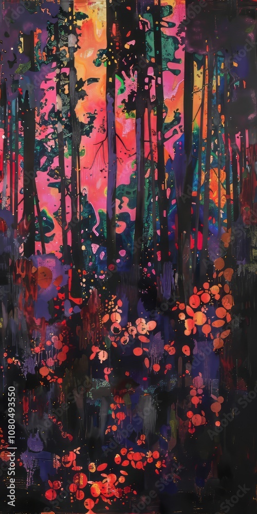 Obraz premium Abstract depiction of dense forest.