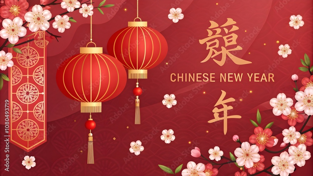 Chinese New Year background with red and floral design, red floral theme for Chinese New Year celebration
Chinese New Year background with red and floral design, red floral theme for Chinese New Year celebration