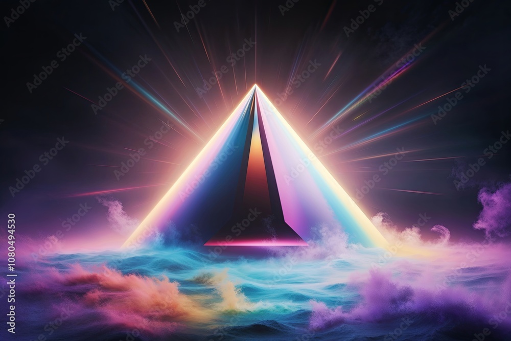 3D Visualization of Enigmatic Fog with Vibrant Radiant Colors and Prismatic Effects