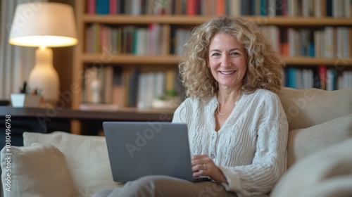 The Woman with Laptop Smiling