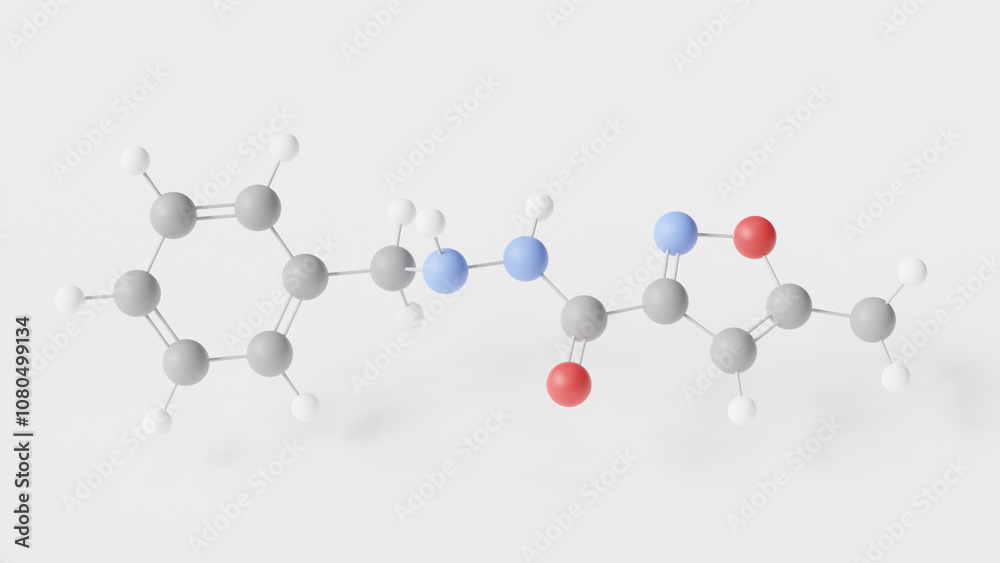 Isocarboxazid molecule 3d, molecular structure, ball and stick model, structural chemical formula antidepressant Isocarboxazid molecule 3d, molecular structure, ball and stick model, structural chemical formula antidepressant