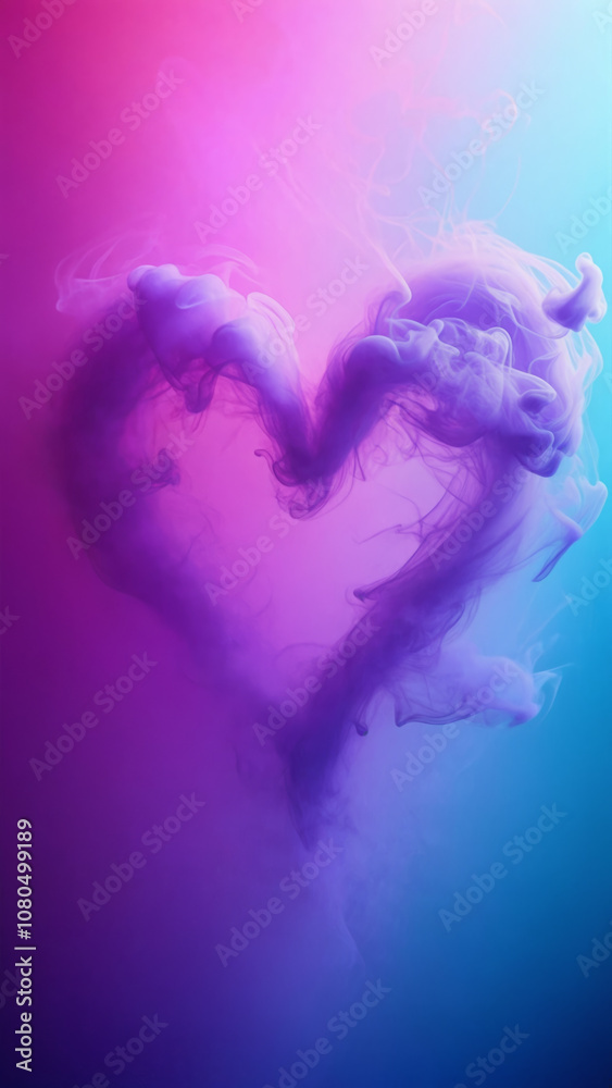 Obraz premium A colorful smoke in the shape of a heart