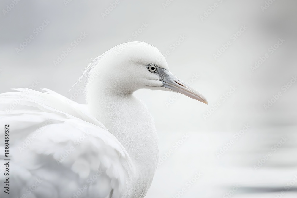 A serene white bird featuring gentle plumage and a long beak captured in a graceful pose. A serene white bird featuring gentle plumage and a long beak captured in a graceful pose.