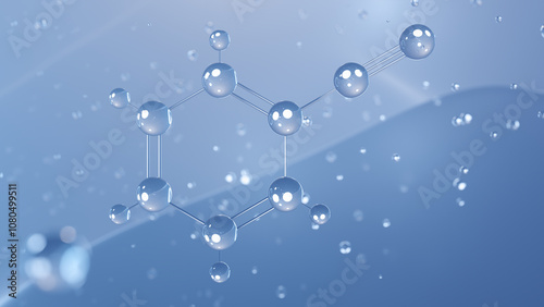 Fototapeta Naklejka Na Ścianę i Meble -  benzonitrile molecular structure, 3d model molecule, aromatic organic compound, structural chemical formula view from a microscope