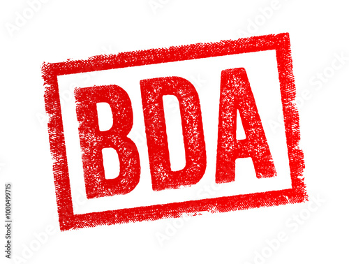 BDA abbreviation stands for - Business Development Associate, Big Data Analytics or Battle Damage Assessment, acronym text concept stamp