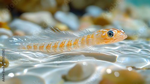 The Graceful Movement of a Paragordius Tricuspidatus Worm in a Peaceful Aquatic Environment photo