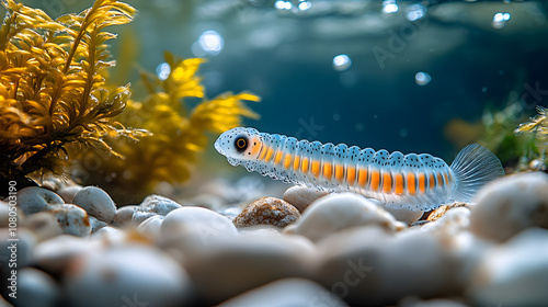 The Graceful Movement of a Paragordius Tricuspidatus Worm in a Peaceful Aquatic Environment photo