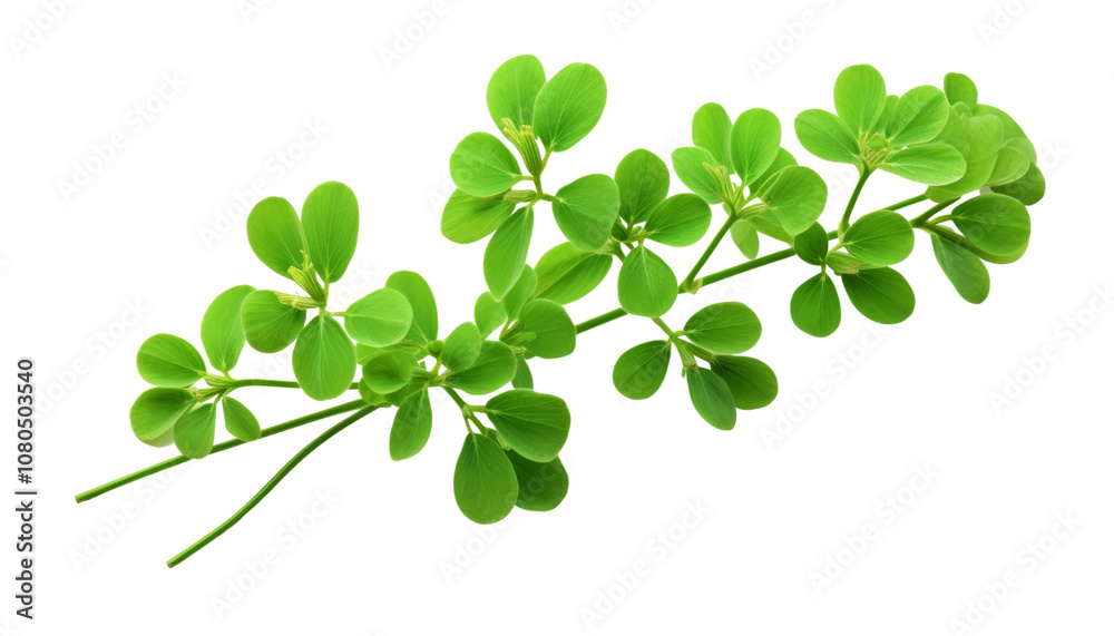 Fototapeta premium four leaf clover twig isolated on transparent background cutout