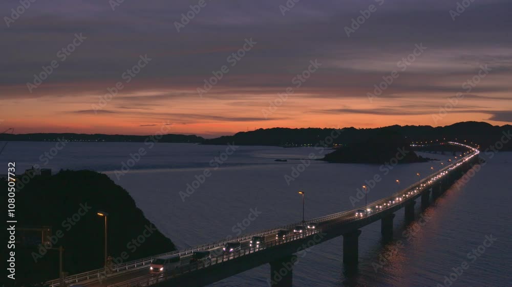 夕焼けと角島大橋 夕焼けと角島大橋