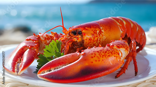 Fried Lobster Tail Served on Exquisite China: A Rich Dining Experience by the Sea