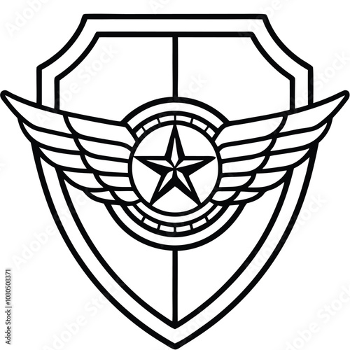 Service Emblem (Army, Navy, Air Force, etc.) outline vector illustration on White Background