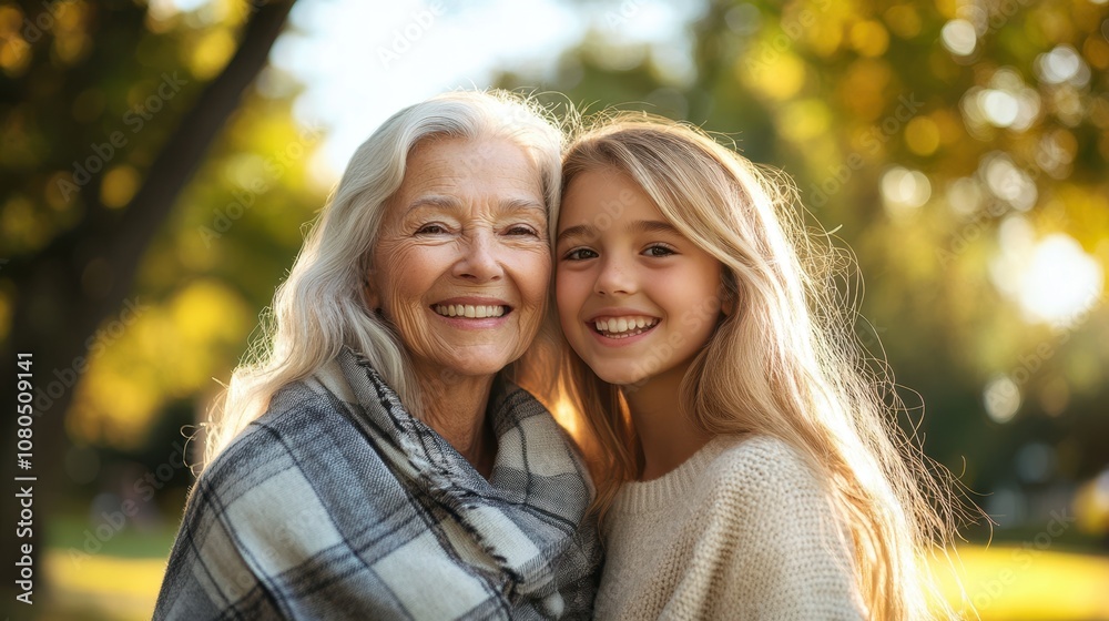 The Smiling Grandmother and Granddaughter The Smiling Grandmother and Granddaughter