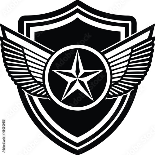 Service Emblem (Army, Navy, Air Force, etc.) silhouette vector illustration on White Background