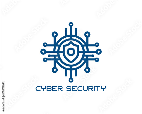 Cyber security logo design icon symbol vector illustration. Modern cyber security logo Template.