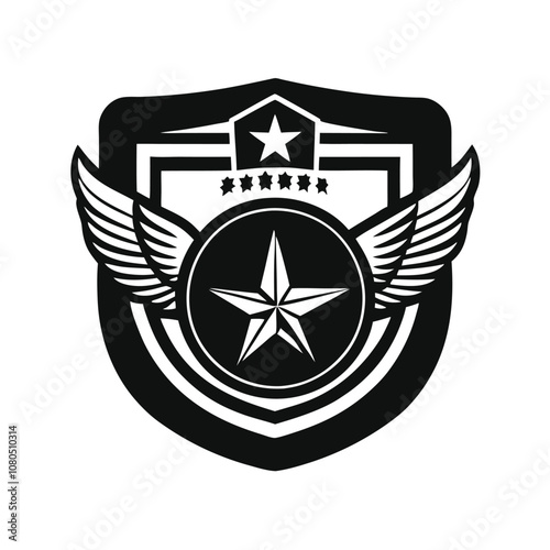 Service Emblem (Army, Navy, Air Force, etc.) silhouette vector illustration on White Background