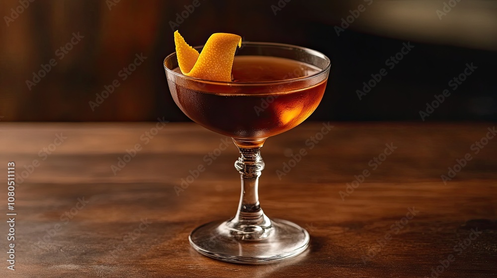 A bourbon cocktail garnished with a twist of orange peel, set against a dark wood backdrop, evoking warmth and sophistication. A bourbon cocktail garnished with a twist of orange peel, set against a dark wood backdrop, evoking warmth and sophistication.