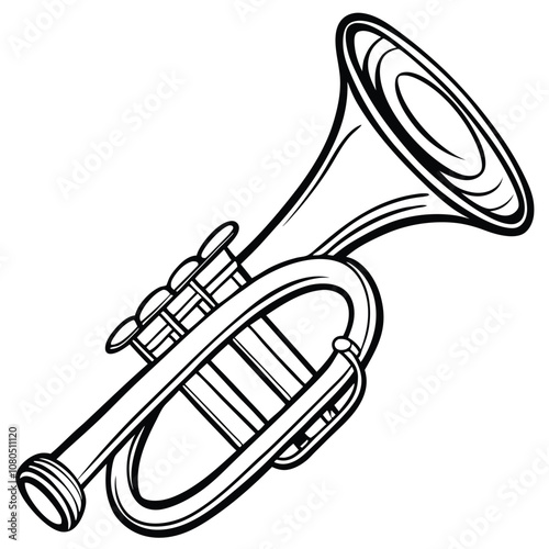 Taps Bugle hand-drawn vector illustration Isolated white background.