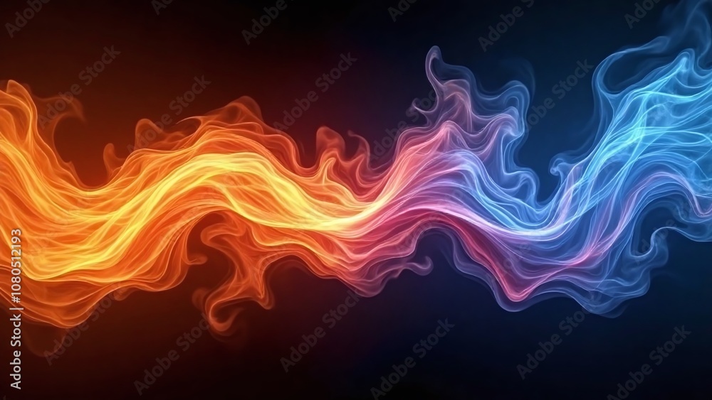 Obraz premium Dynamic flames image, orange-yellow and blue-purple, fluid texture
