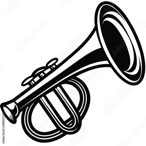 Taps Bugle silhouette vector illustration on White Background