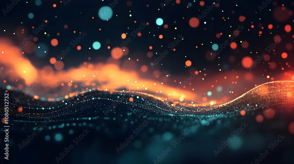 Fototapeta premium Abstract Background - Glowing Particles and Bokeh Effect