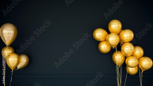 Celebrate in Style with Elegant Golden Balloons against a Dark Background, Perfect for Special Occasions and Festive Decorations