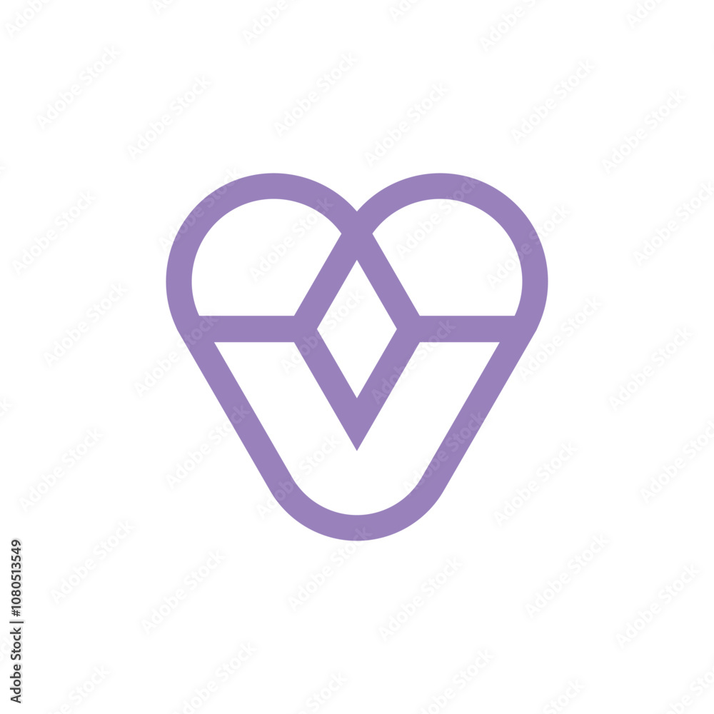 elegant letter V diamond love logo elegant letter V diamond love logo