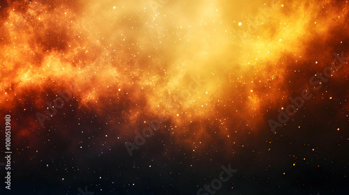 Abstract Background - Golden Nebula and Stars