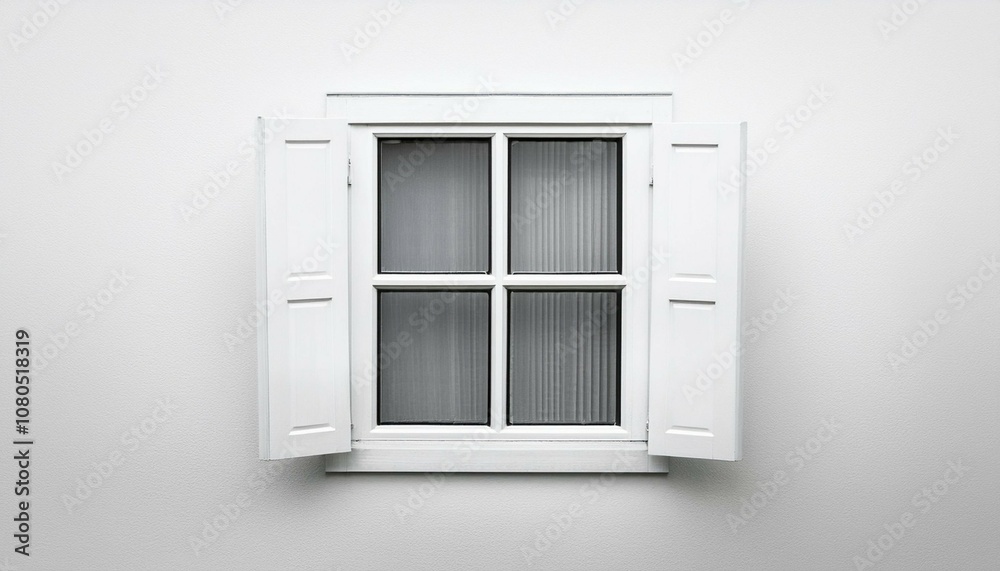 a single white window with four panes set in a white wall a single white window with four panes set in a white wall