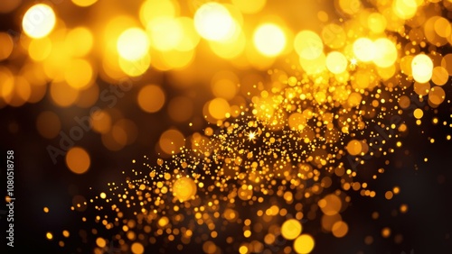 Golden Bokeh Sparkles: Captivating Background for Celebrations, Festive Designs, and Holiday Themes photo