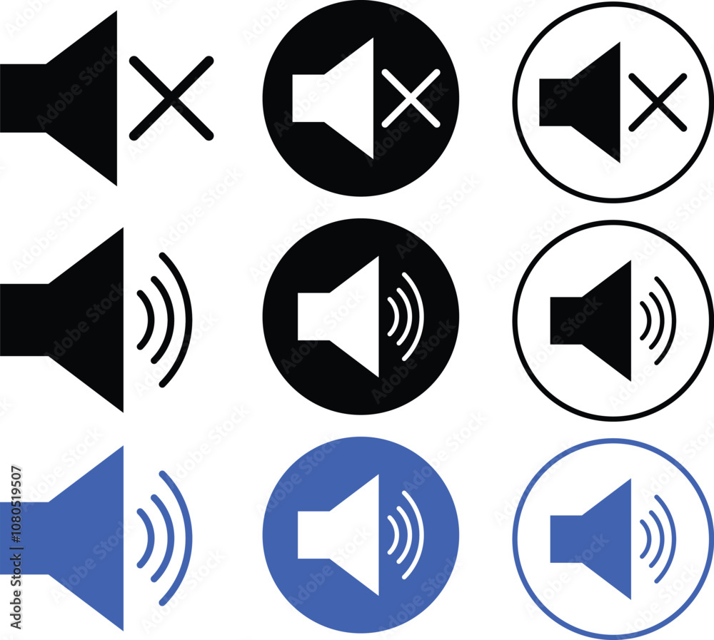  speaker icon set. Volume icon. silent icon symbol. sound icon vector.
