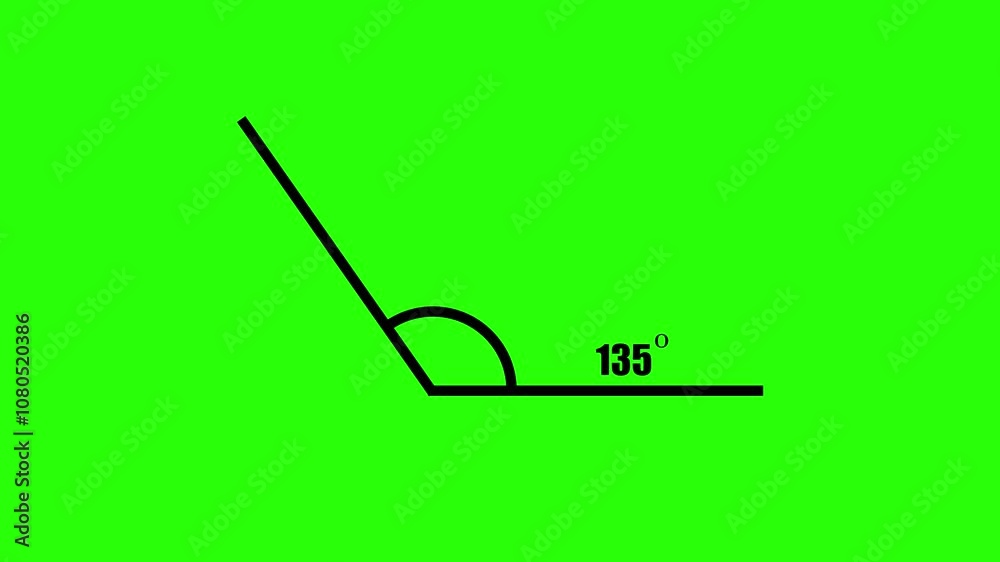 Geometric math graph with an angle measure of 135 degree icon. Icon of 135 degree. Acute angle. Geometric math graph with an angle measure of 135 degree icon. Icon of 135 degree. Acute angle.