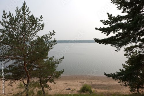 Russia Perm region landscape with river Kama