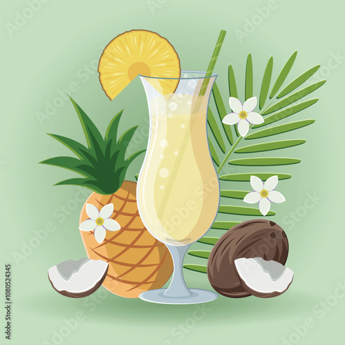 Refreshing non-alcoholic drink Pina Colada