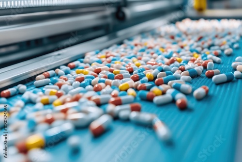 Close-up of Pills Being Processed by Automated Systems