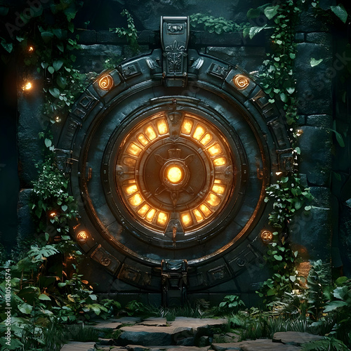 Wallpaper Mural 3D Illustration Ancient Jungle Ruins Golden Portal Torontodigital.ca