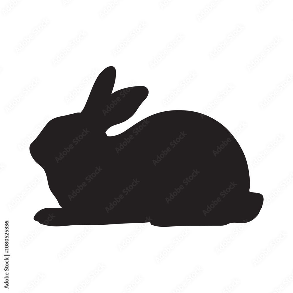 silhouette of a rabbit isolated on white background. Vector flat black rabbit bunny silhouette isolated on white background silhouette of a rabbit isolated on white background. Vector flat black rabbit bunny silhouette isolated on white background