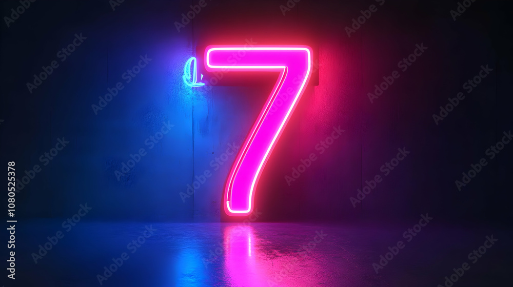 Neon Number Seven - 3D Illustration Neon Number Seven - 3D Illustration