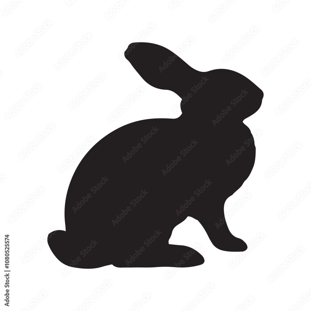 Obraz premium silhouette of a rabbit isolated on white background. Vector flat black rabbit bunny silhouette isolated on white background