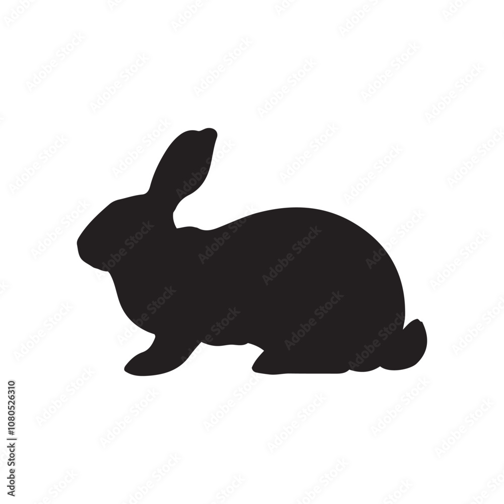 silhouette of a rabbit isolated on white background. Vector flat black rabbit bunny silhouette isolated on white background silhouette of a rabbit isolated on white background. Vector flat black rabbit bunny silhouette isolated on white background