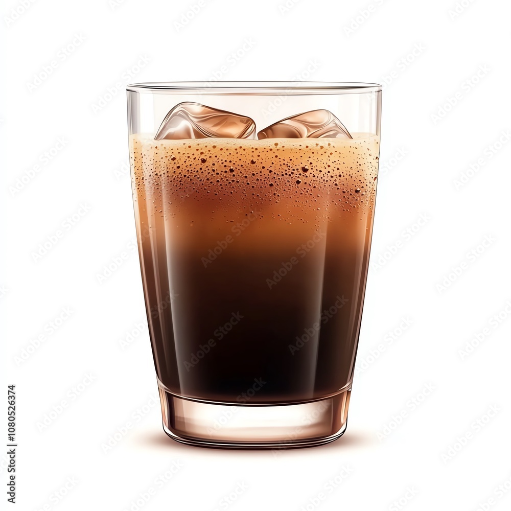A refreshing glass of iced beverage with bubbles and ice cubes, perfect for hot days or celebrations. A refreshing glass of iced beverage with bubbles and ice cubes, perfect for hot days or celebrations.
