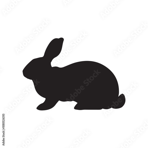 silhouette of a rabbit isolated on white background. Vector flat black rabbit bunny silhouette isolated on white background