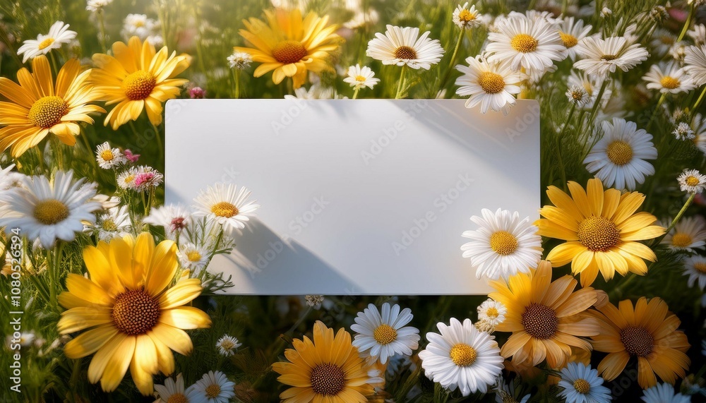 blank rectangular label displaying packaging design surrounded by flowers in nature blank rectangular label displaying packaging design surrounded by flowers in nature