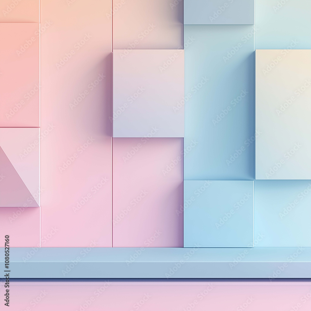 Modern pastel geometric wall design with sharp edges and soft colors, creating serene and stylish atmosphere. Ideal for contemporary interiors Modern pastel geometric wall design with sharp edges and soft colors, creating serene and stylish atmosphere. Ideal for contemporary interiors