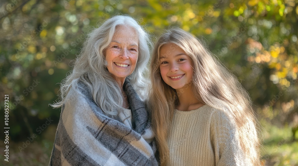 The Smiling Grandmother and Granddaughter The Smiling Grandmother and Granddaughter