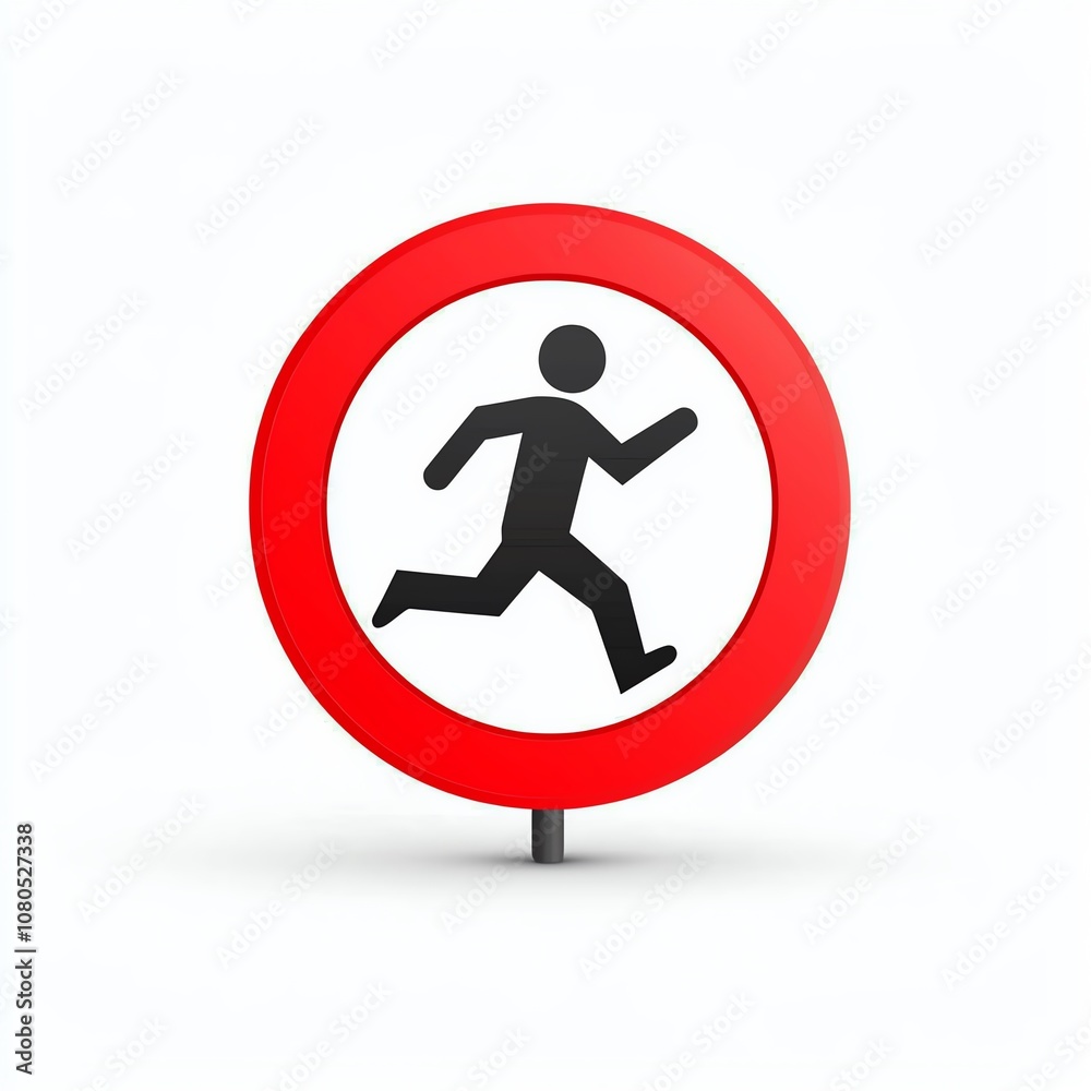A vibrant red sign featuring a running figure, representing the importance of fitness and active lifestyles. A vibrant red sign featuring a running figure, representing the importance of fitness and active lifestyles.