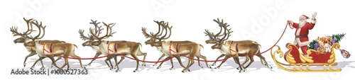 Santa Claus on a sleigh with eight reindeer