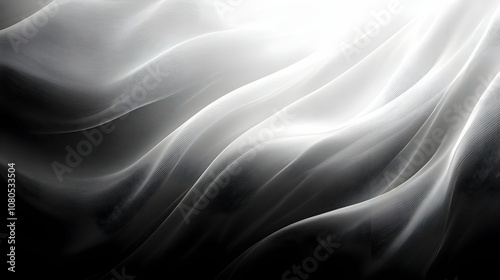 Wallpaper Mural Abstract Background - Flowing Black and White Waves Torontodigital.ca