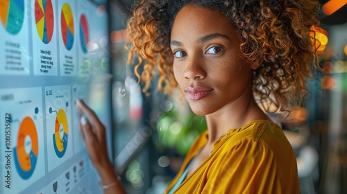 Company Operations Director Leads Sales Presentation with Growth Analysis and Ad Revenue Charts for Employees and Executives in Office Setting